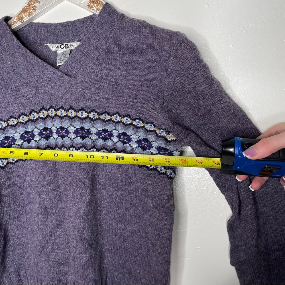 Code Bleu Wool Blend V Neck Winter Fair Isle Patt… - image 4